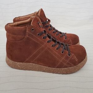 Comfortfusse Womens Suede Oxford Boots Lace Up Brown Nubuck Leather Size 42 Eur